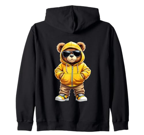 Coole Teddybär Grafik Herren Damen Jungen Mädchen Teddy Kapuzenjacke von GRAKIMO Teddy Bear Streetwear