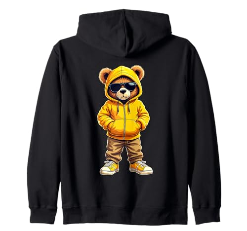 Coole Teddybär Grafik Herren Damen Jungen Mädchen Teddy Kapuzenjacke von GRAKIMO Teddy Bear Streetwear