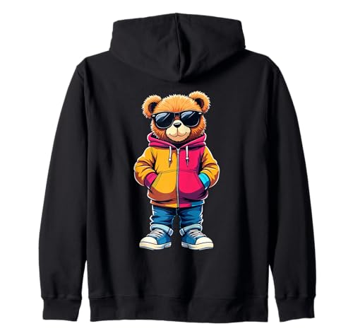 Coole Teddybär Grafik Herren Damen Jungen Mädchen Teddy Kapuzenjacke von GRAKIMO Teddy Bear Streetwear