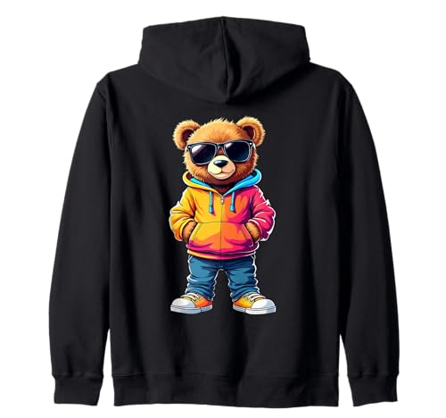 Coole Teddybär Grafik Herren Damen Jungen Mädchen Teddy Kapuzenjacke von GRAKIMO Teddy Bear Streetwear