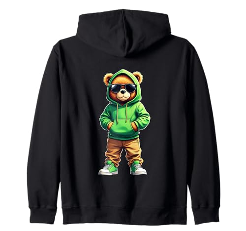 Coole Teddybär Grafik Herren Damen Jungen Mädchen Teddy Kapuzenjacke von GRAKIMO Teddy Bear Streetwear