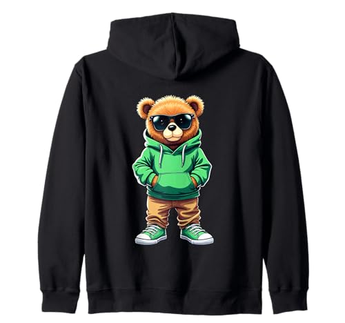 Coole Teddybär Grafik Herren Damen Jungen Mädchen Teddy Kapuzenjacke von GRAKIMO Teddy Bear Streetwear