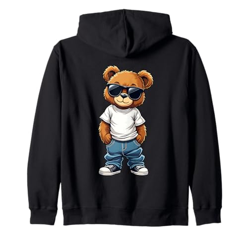Coole Teddybär Grafik Herren Damen Jungen Mädchen Teddy Kapuzenjacke von GRAKIMO Teddy Bear Streetwear