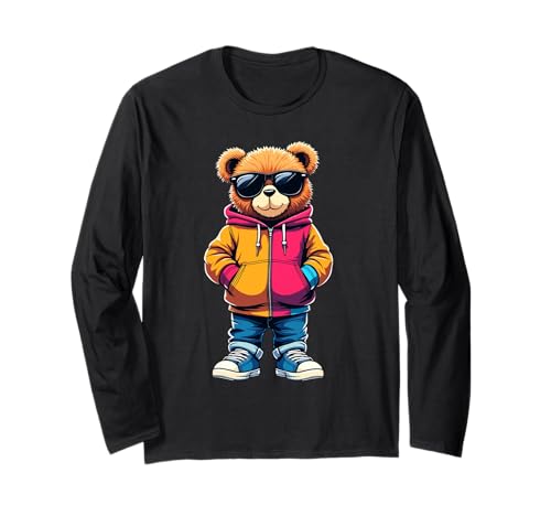 Coole Teddybär Grafik Herren Damen Jungen Mädchen Teddy Langarmshirt von GRAKIMO Teddy Bear Streetwear