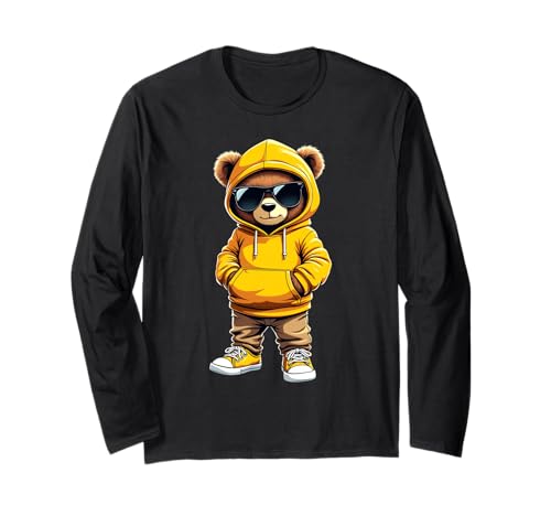 Coole Teddybär Grafik Herren Damen Jungen Mädchen Teddy Langarmshirt von GRAKIMO Teddy Bear Streetwear