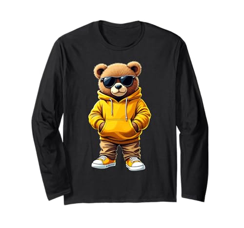 Coole Teddybär Grafik Herren Damen Jungen Mädchen Teddy Langarmshirt von GRAKIMO Teddy Bear Streetwear