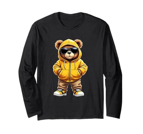Coole Teddybär Grafik Herren Damen Jungen Mädchen Teddy Langarmshirt von GRAKIMO Teddy Bear Streetwear