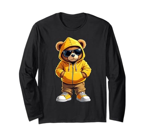Coole Teddybär Grafik Herren Damen Jungen Mädchen Teddy Langarmshirt von GRAKIMO Teddy Bear Streetwear