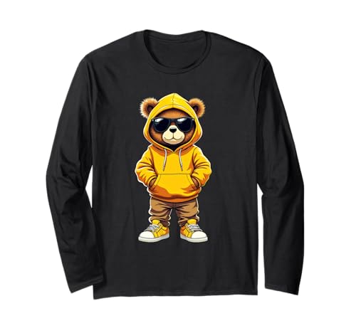 Coole Teddybär Grafik Herren Damen Jungen Mädchen Teddy Langarmshirt von GRAKIMO Teddy Bear Streetwear