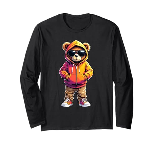 Coole Teddybär Grafik Herren Damen Jungen Mädchen Teddy Langarmshirt von GRAKIMO Teddy Bear Streetwear