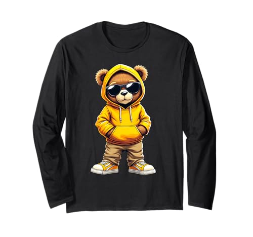 Coole Teddybär Grafik Herren Damen Jungen Mädchen Teddy Langarmshirt von GRAKIMO Teddy Bear Streetwear