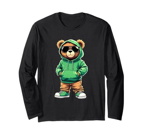 Coole Teddybär Grafik Herren Damen Jungen Mädchen Teddy Langarmshirt von GRAKIMO Teddy Bear Streetwear
