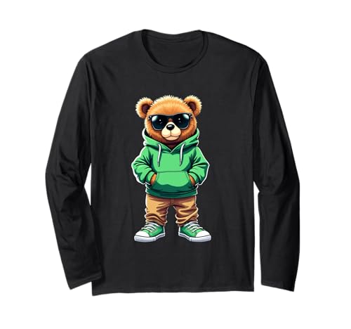 Coole Teddybär Grafik Herren Damen Jungen Mädchen Teddy Langarmshirt von GRAKIMO Teddy Bear Streetwear