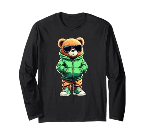 Coole Teddybär Grafik Herren Damen Jungen Mädchen Teddy Langarmshirt von GRAKIMO Teddy Bear Streetwear