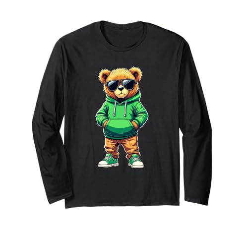 Coole Teddybär Grafik Herren Damen Jungen Mädchen Teddy Langarmshirt von GRAKIMO Teddy Bear Streetwear