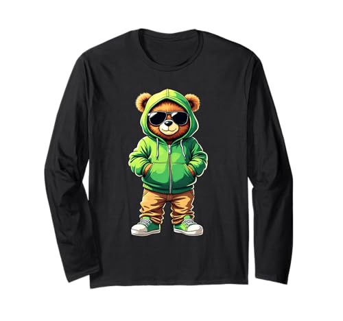 Coole Teddybär Grafik Herren Damen Jungen Mädchen Teddy Langarmshirt von GRAKIMO Teddy Bear Streetwear