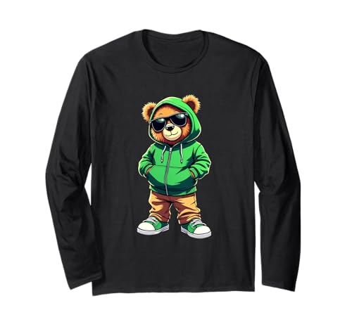Coole Teddybär Grafik Herren Damen Jungen Mädchen Teddy Langarmshirt von GRAKIMO Teddy Bear Streetwear