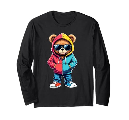 Coole Teddybär Grafik Herren Damen Jungen Mädchen Teddy Langarmshirt von GRAKIMO Teddy Bear Streetwear
