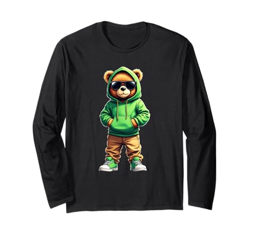 Coole Teddybär Grafik Herren Damen Jungen Mädchen Teddy Langarmshirt von GRAKIMO Teddy Bear Streetwear