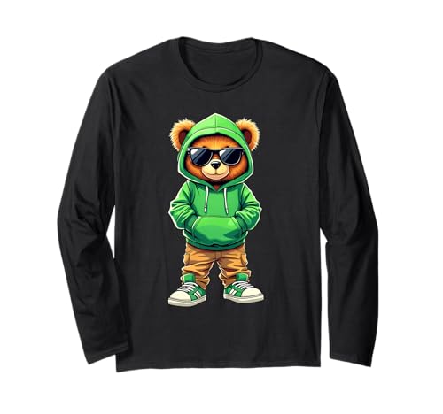 Coole Teddybär Grafik Herren Damen Jungen Mädchen Teddy Langarmshirt von GRAKIMO Teddy Bear Streetwear