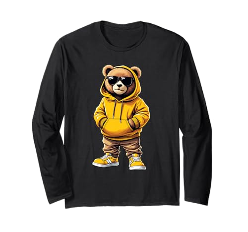 Coole Teddybär Grafik Herren Damen Jungen Mädchen Teddy Langarmshirt von GRAKIMO Teddy Bear Streetwear