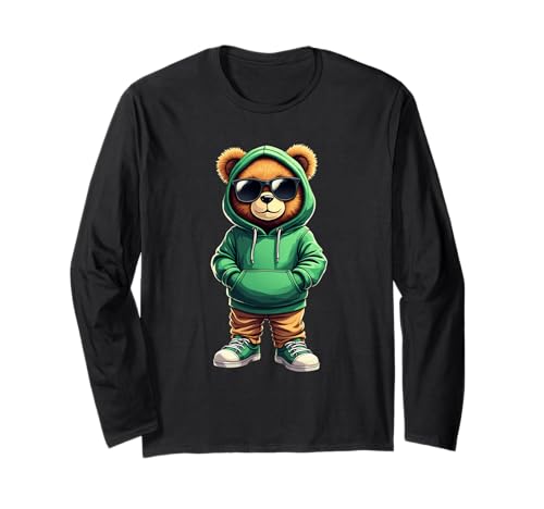 Coole Teddybär Grafik Herren Damen Jungen Mädchen Teddy Langarmshirt von GRAKIMO Teddy Bear Streetwear