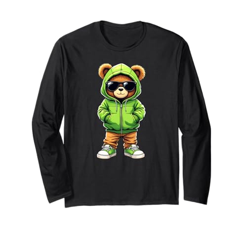Coole Teddybär Grafik Herren Damen Jungen Mädchen Teddy Langarmshirt von GRAKIMO Teddy Bear Streetwear
