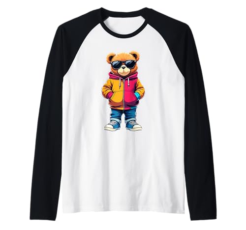 Coole Teddybär Grafik Herren Damen Jungen Mädchen Teddy Raglan von GRAKIMO Teddy Bear Streetwear