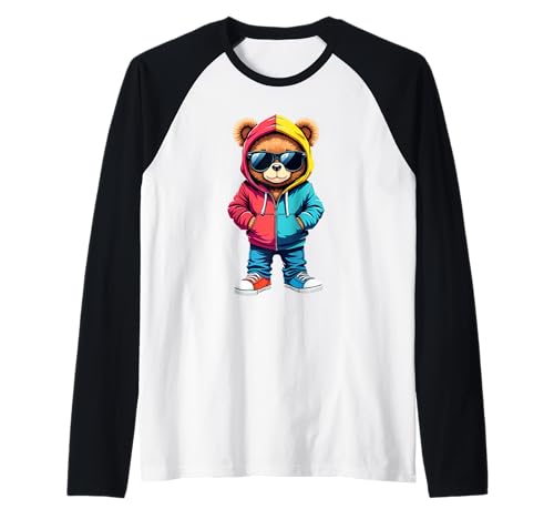 Coole Teddybär Grafik Herren Damen Jungen Mädchen Teddy Raglan von GRAKIMO Teddy Bear Streetwear