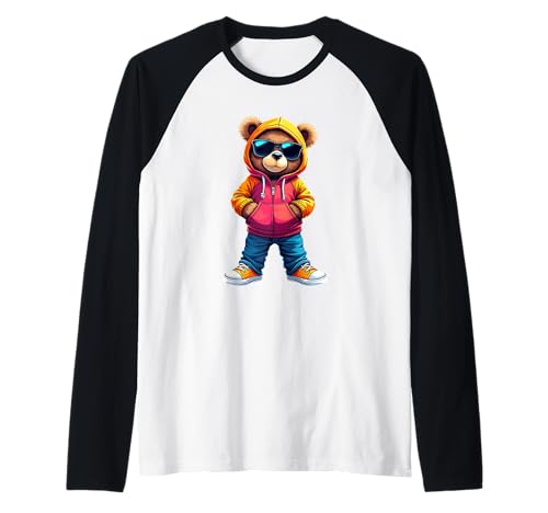 Coole Teddybär Grafik Herren Damen Jungen Mädchen Teddy Raglan von GRAKIMO Teddy Bear Streetwear