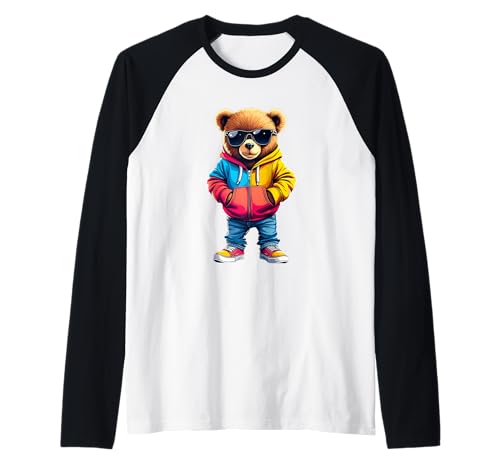 Coole Teddybär Grafik Herren Damen Jungen Mädchen Teddy Raglan von GRAKIMO Teddy Bear Streetwear