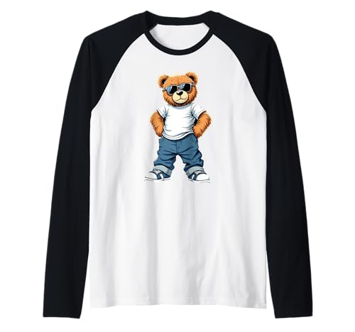 Coole Teddybär Grafik Herren Damen Jungen Mädchen Teddy Raglan von GRAKIMO Teddy Bear Streetwear