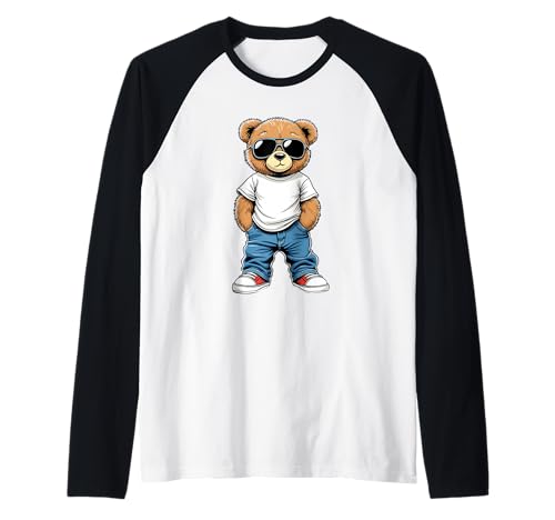 Coole Teddybär Grafik Herren Damen Jungen Mädchen Teddy Raglan von GRAKIMO Teddy Bear Streetwear