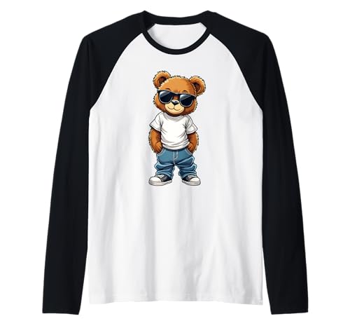 Coole Teddybär Grafik Herren Damen Jungen Mädchen Teddy Raglan von GRAKIMO Teddy Bear Streetwear