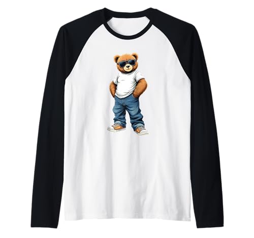 Coole Teddybär Grafik Herren Damen Jungen Mädchen Teddy Raglan von GRAKIMO Teddy Bear Streetwear