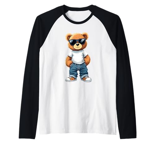 Coole Teddybär Grafik Herren Damen Jungen Mädchen Teddy Raglan von GRAKIMO Teddy Bear Streetwear