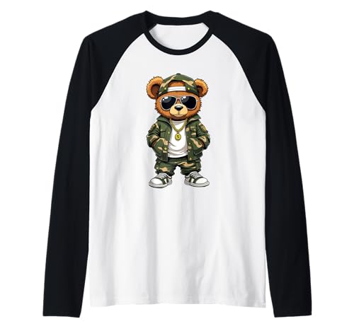 Coole Teddybär Grafik Herren Damen Jungen Mädchen Teddy Raglan von GRAKIMO Teddy Bear Streetwear