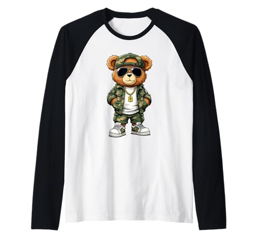 Coole Teddybär Grafik Herren Damen Jungen Mädchen Teddy Raglan von GRAKIMO Teddy Bear Streetwear