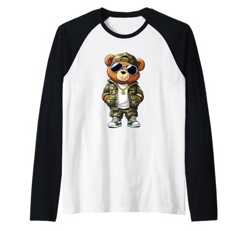 Coole Teddybär Grafik Herren Damen Jungen Mädchen Teddy Raglan von GRAKIMO Teddy Bear Streetwear