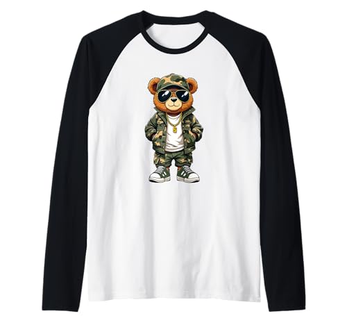 Coole Teddybär Grafik Herren Damen Jungen Mädchen Teddy Raglan von GRAKIMO Teddy Bear Streetwear