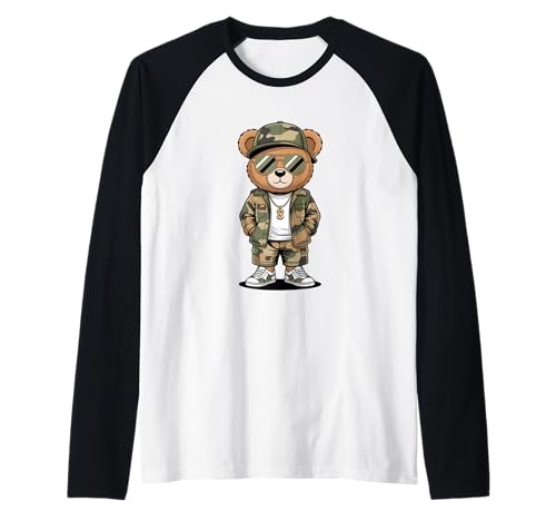 Coole Teddybär Grafik Herren Damen Jungen Mädchen Teddy Raglan von GRAKIMO Teddy Bear Streetwear