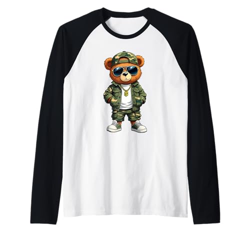 Coole Teddybär Grafik Herren Damen Jungen Mädchen Teddy Raglan von GRAKIMO Teddy Bear Streetwear