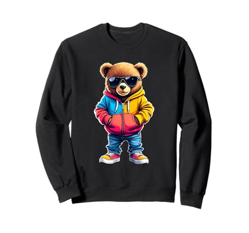 Coole Teddybär Grafik Herren Damen Jungen Mädchen Teddy Sweatshirt von GRAKIMO Teddy Bear Streetwear
