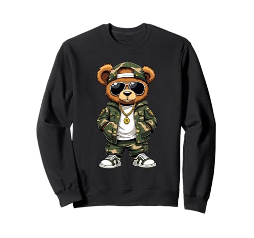 Coole Teddybär Grafik Herren Damen Jungen Mädchen Teddy Sweatshirt von GRAKIMO Teddy Bear Streetwear