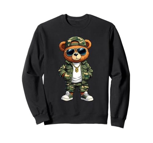 Coole Teddybär Grafik Herren Damen Jungen Mädchen Teddy Sweatshirt von GRAKIMO Teddy Bear Streetwear