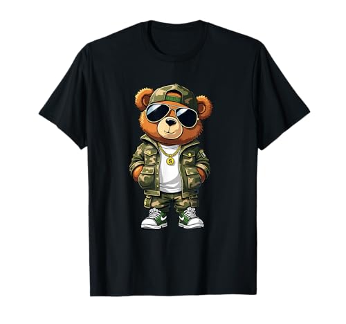Coole Teddybär Grafik Herren Damen Jungen Mädchen Teddy T-Shirt von GRAKIMO Teddy Bear Streetwear