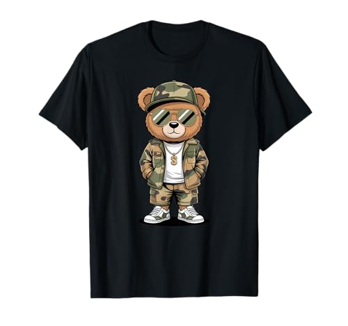 Coole Teddybär Grafik Herren Damen Jungen Mädchen Teddy T-Shirt von GRAKIMO Teddy Bear Streetwear