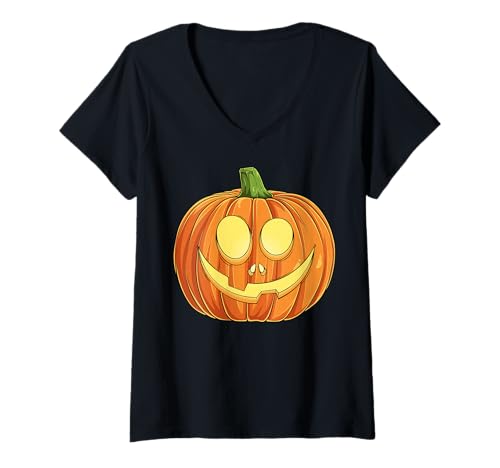Damen Jack O Lantern Kürbis Halloween T-Shirt mit V-Ausschnitt Damen Jack O Lantern Kürbis Halloween T-Shirt mit V-Ausschnitt von GRAKIMO