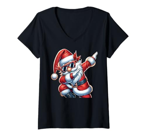 Damen Weihnachtsmann Dab Dabbing Santa XMAS Weihnachts T-Shirt mit V-Ausschnitt Damen Weihnachtsmann Dab Dabbing Santa XMAS Weihnachts T-Shirt mit V-Ausschnitt von GRAKIMO