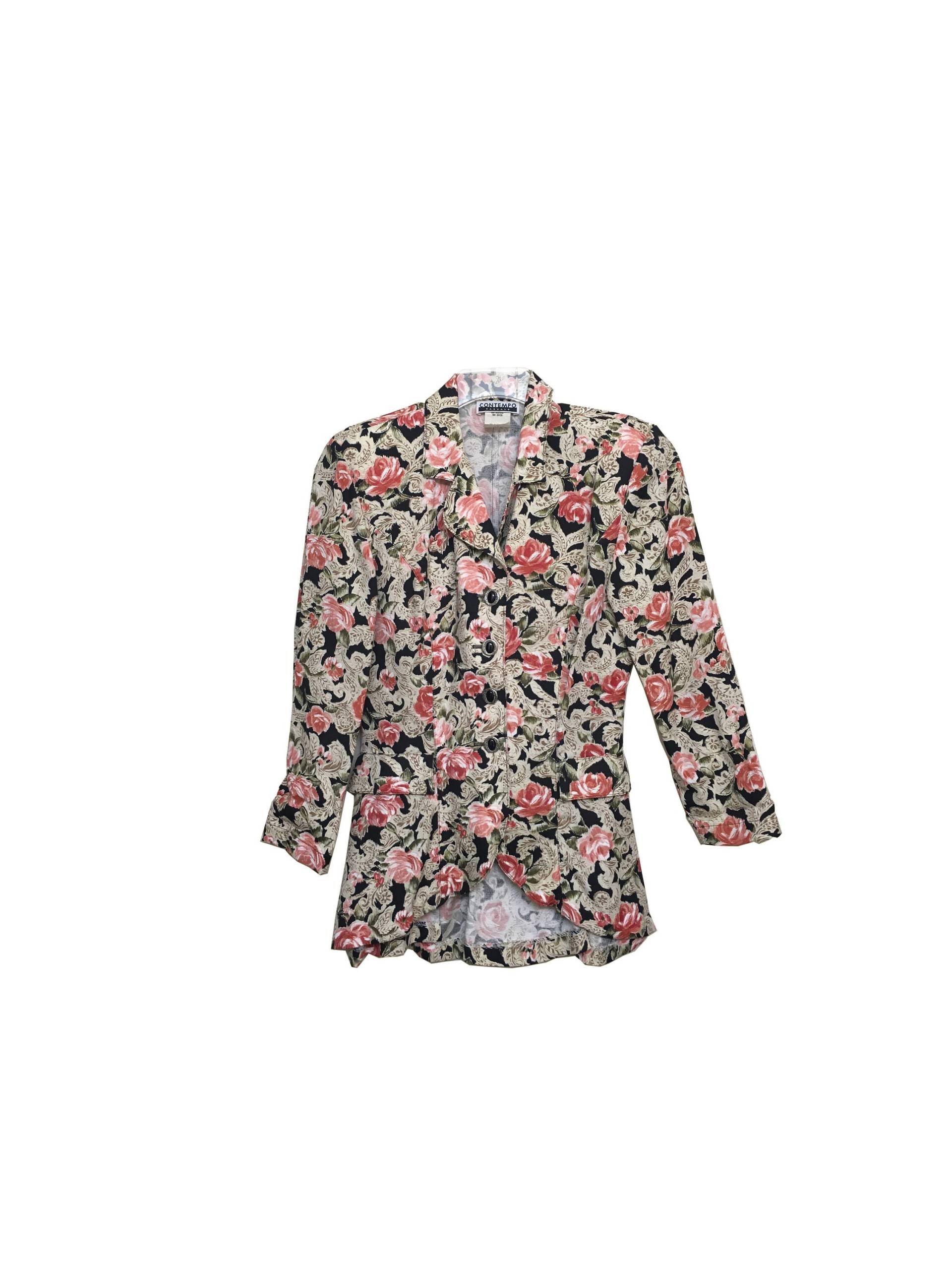 80Er Jahre Floral Print Blazer von GRANDEJOIE
